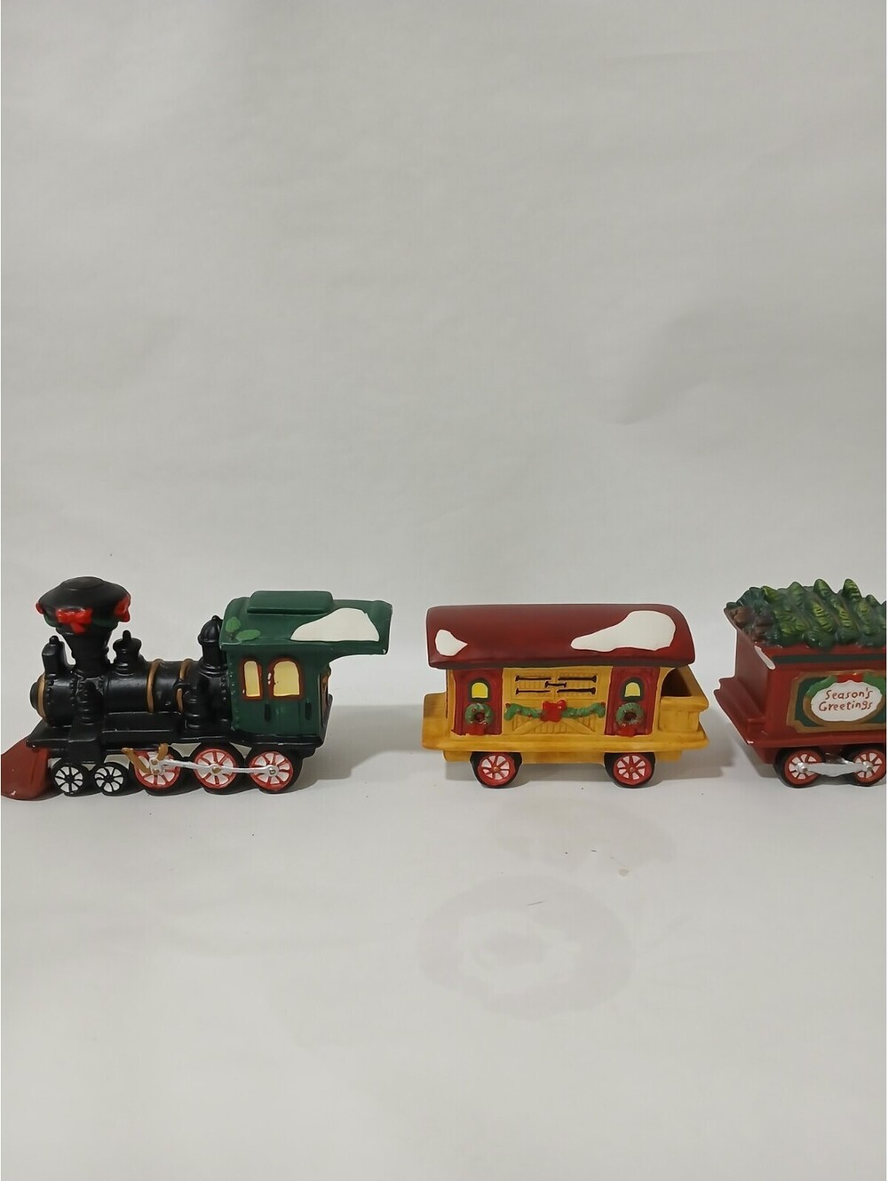 3pc Vintage Christmas village Town Porcelain Santa's Express train season greet